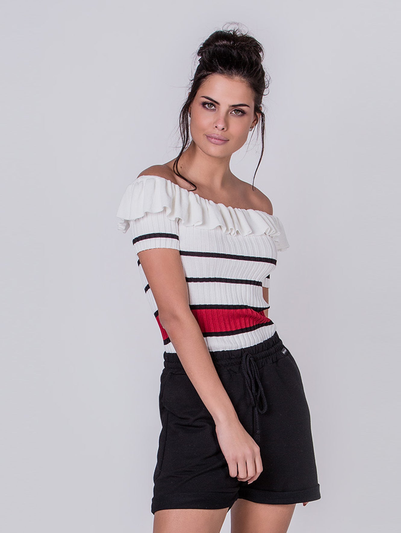 BLUSA URBANITY DE MALHA CANELADA LISTRADA 7835